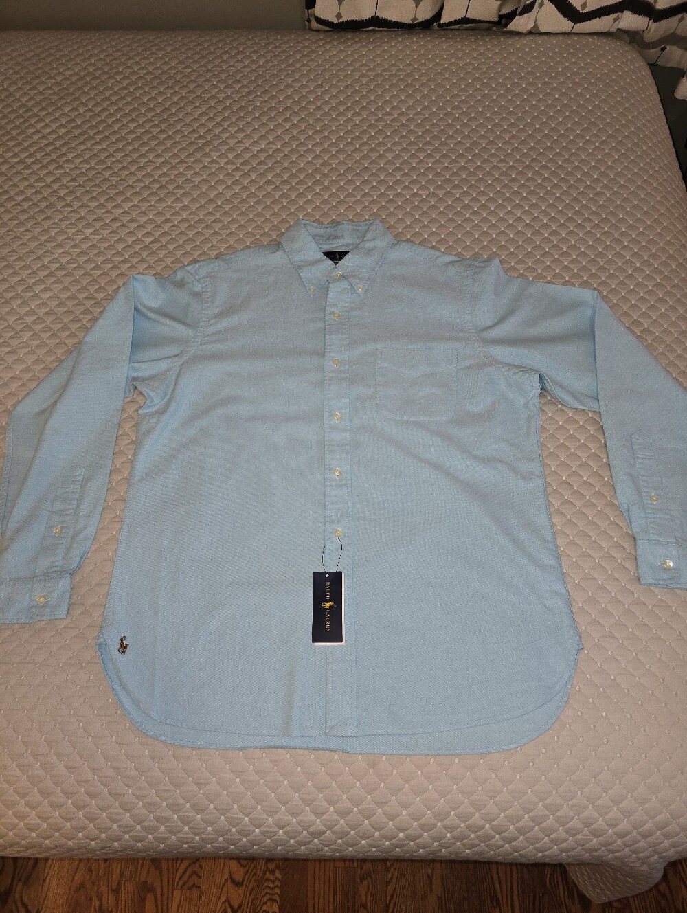Lg - Ralph Lauren Men's Pale Blue Button-Down Dress Shirt. NEW W/TAGS